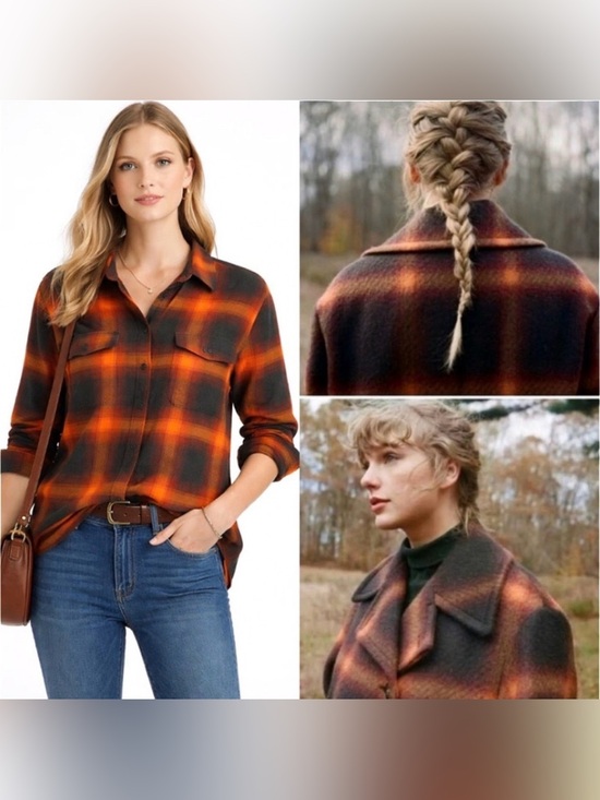Old Navy Tops - Old Navy Plaid Flannel Boyfriend Shirt Taylor Swift Evermore Womens Size XXL